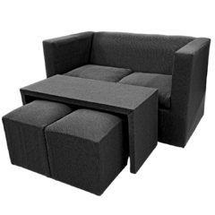 JUEGO DE LIVING COMBO SILLON 2CUERPOS + MESA + 2PUFF CHENILLE - tienda online