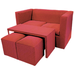 Imagen de JUEGO DE LIVING COMBO SILLON 2CUERPOS + MESA + 2PUFF CHENILLE