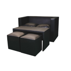 Imagen de JUEGO DE LIVING COMBO SILLON 2CUERPOS + MESA + 2PUFF ECOCUERO