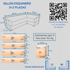 SILLÓN ESQUINERO 2+3 LIVING BOX EN CAJA USB CHENILLE ORIENT. IZQUIERDA - Dormi Online