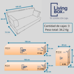 SILLÓN 2 CUERPOS LIVING BOX EN CAJA PUERTO USB CHENILLE - tienda online