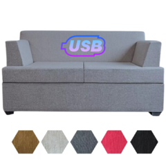 SILLÓN 2 CUERPOS LIVING BOX EN CAJA PUERTO USB CHENILLE