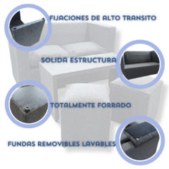 JUEGO DE LIVING COMBO SILLON 2CUERPOS + MESA + 2PUFF CHENILLE - Dormi Online