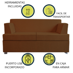 SILLÓN 2 CUERPOS LIVING BOX EN CAJA PUERTO USB CHENILLE - comprar online