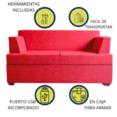 Imagen de SILLÓN 2 CUERPOS LIVING BOX EN CAJA PUERTO USB CHENILLE