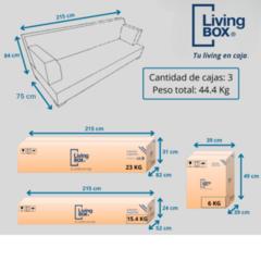 SILLÓN 3 CUERPOS LIVING BOX EN CAJA PUERTO USB CHENILLE - comprar online