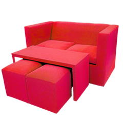 JUEGO DE LIVING COMBO SILLON 2CUERPOS + MESA + 2PUFF CHENILLE - tienda online