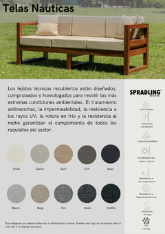 MUEBLES DE EXTERIOR EN PVC 3 CUERPO + ALMOHADONES TELA NAUTICA