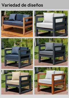 MUEBLES DE EXTERIOR EN PVC 2 CUERPO + ALMOHADONES TELA NAUTICA - comprar online