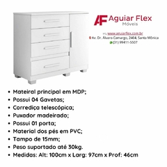 Cômoda New Florença Com 4 Gavetas E 1 Porta - AGUIAR FLEX MÓVEIS LTDA