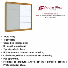 Guarda Roupa Casal Curitiba 2 Portas de Correr - AGUIAR FLEX MÓVEIS LTDA