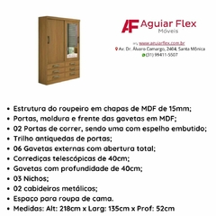 Guarda Roupa Solteiro Meridian 2 Portas e 6 Gavetas