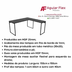 Mesa Angular Industrial 150x150cm Com Tampo De 25mm - loja online