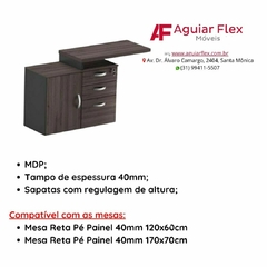 Mesa Auxiliar Pedestal Com 1 Porta E 3 Gavetas Tampo 40mm na internet