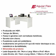 Mesa Para Computador Escrivaninha Taurus em L Com 02 Gavetas - AGUIAR FLEX MÓVEIS LTDA