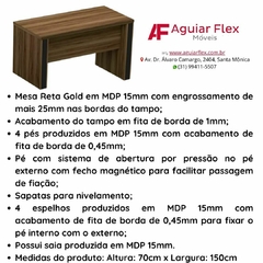 Mesa Reta Gold Sem Vidro De 150x70 Com Tampo 40mm - comprar online