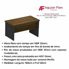 Mesa Reta Pé Painel De 100x60cm Com Tampo 25mm - comprar online