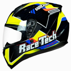 Capacete Race Tech Sector Voltkon Black/Yellow 58 - Viseira Cristal