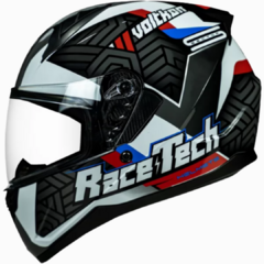 Capacete Race Tech Sector Voltkon Black/White 60 - Viseira Cristal