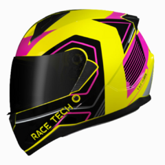 Capacete Race Tech Sector Exilio HV Yellow/Neon Pink/Black 58 - Viseira Cristal