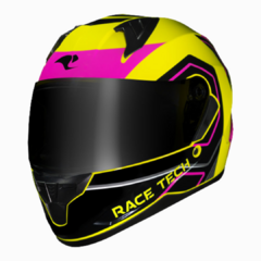 Capacete Race Tech Sector Exilio HV Yellow/Neon Pink/Black 58 - Viseira Cristal - comprar online