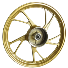 Par de rodas de liga leve dianteira/traseira CG titan fan 150/160/125 tambor dourada todos os anos ( completa com rolamentos) na internet