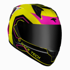 Capacete Race Tech Sector Exilio HV Yellow/Neon Pink/Black 58 - Viseira Cristal - mercadão das motos