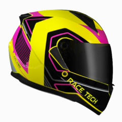 Capacete Race Tech Sector Exilio HV Yellow/Neon Pink/Black 58 - Viseira Cristal - loja online