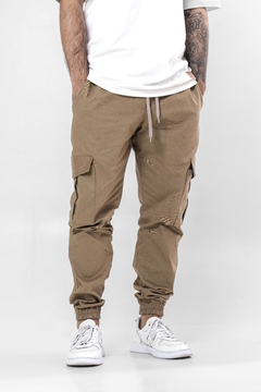 CALÇA JOGGER SARJA MASCULINO MARROM