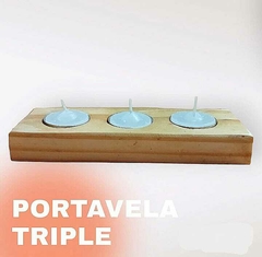 PORTAVELAS TRIPLE MADERA