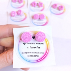 Par de Aros Fijos Galletitas Oreo Rosas Acero Quirúrgico