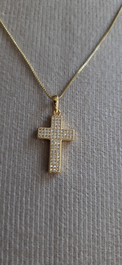 cordão com pingente cruz banhado no ouro 18k - comprar online