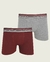 CUECA LUPO BOXER KIT C/ 2 VINHO-CINZA