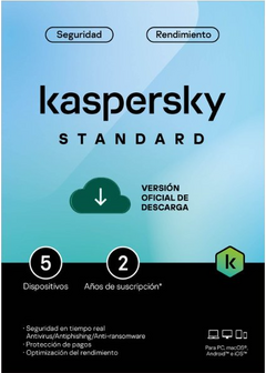 TMKS-468 ESD KASPERSKY STANDARD (ANTI-VIRUS) / 5 DISPOSITIVOS / 2 AÑOS