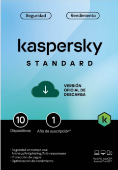 TMKS-454 ESD KASPERSKY STANDARD (ANTI-VIRUS) / 10 DISPOSITIVOS / 1 AÑO