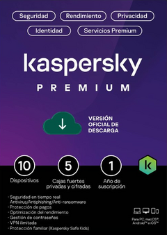 TMKS-462 ESD KASPERSKY PREMIUM (TOTAL SECURITY) / 10 DISPOSITIVOS / 5 CUENTAS KPM / 1 AÑO