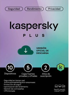 TMKS-473 ESD KASPERSKY PLUS (INTERNET SECURITY) / 10 DISPOSITIVOS / 5 CUENTAS KPM / 2 AÑOS