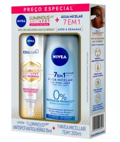 Imagem do Kit Creme Nivea Cellular Luminous 630º Antiolheiras 15ml e Água Micelar Nivea MicellAir 7 em 1 200ml