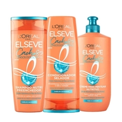 Kit Cachos Longos dos Sonhos Elseve Loreal Paris Shampoo e Condicionador 200ml Creme de Pentear Hialurônico Nutrição