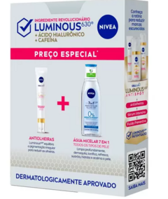 Kit Creme Nivea Cellular Luminous 630º Antiolheiras 15ml e Água Micelar Nivea MicellAir 7 em 1 200ml - loja online