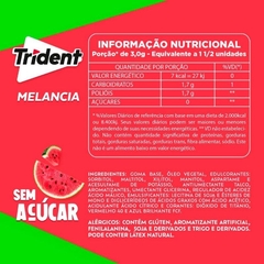 Goma de Mascar Trident Melancia 14 Unidades Zero Açúcar 25g na internet