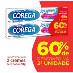 Kit C/2 Ultra Corega Creme Fixador De Dentadura Sem Sabor 68g