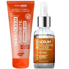 Kit Skin Care Clareador De Melasma Antirrugas Dermachem Vitamina C Sabonete 100ml + Sérum 30ml