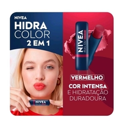 Protetor Labial Nivea Hidratante color 2 em 1 Hidra Color Vermelho 4,8g - loja online