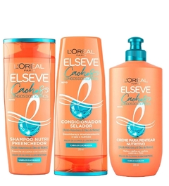 Kit Cachos Longos dos Sonhos Elseve Loreal Shampoo e Condicionador 200ml Creme de Pentear Hialurônico 250ml