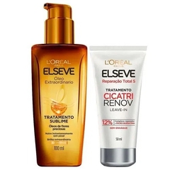 Kit Óleo Extraordinário Elseve 100 ml + Cicatri Renov Reparacão Total Leave in 50 ml