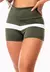 Short Fitness Academia Verde Militar com Branco Cintura Alta REF SV16