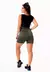 Short Verde Militar Cintura Alta e Cropped Regata com Detalhes Pretoe Branco Academia Conjunto Fitness Feminino | REF: CSV13 - comprar online