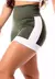 Short Fitness Academia Verde Militar com Branco Cintura Alta REF SV29