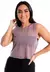 T-Shirt Feminina Transparente Violeta e Cropped Tomara que Caia Preto | REF: LX286